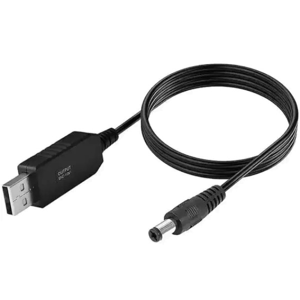 Кабель перетворювач підвищуючий з USB 5V на 12V DC 5,5x2,1 1 метр для живлення роутера від павербанку
