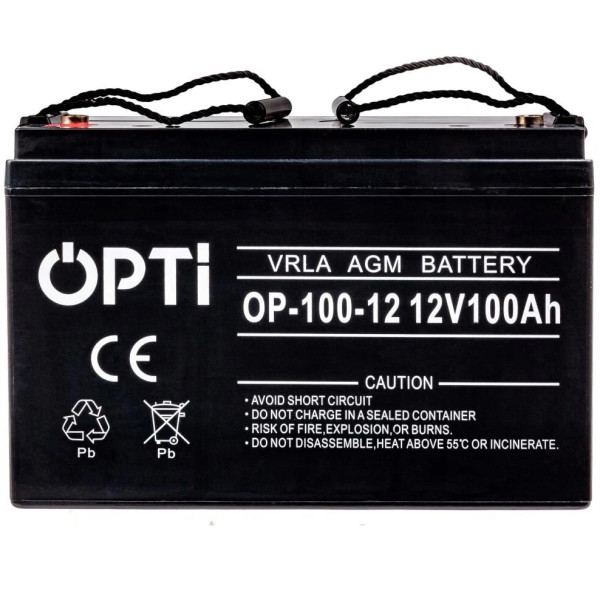 Аккумулятор VOLT OPTI 12В/100 Ач VRLA (1200 Вт*ч), батарея глубокого цикла, AGM (кислотно-щелочной)